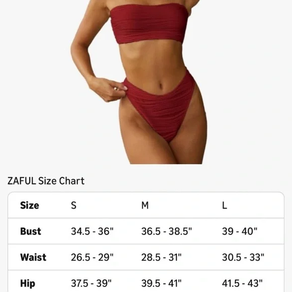 NWOT ZAFUL Textured Bandeau Bikini Set Lace-Up - Picture 5 of 9